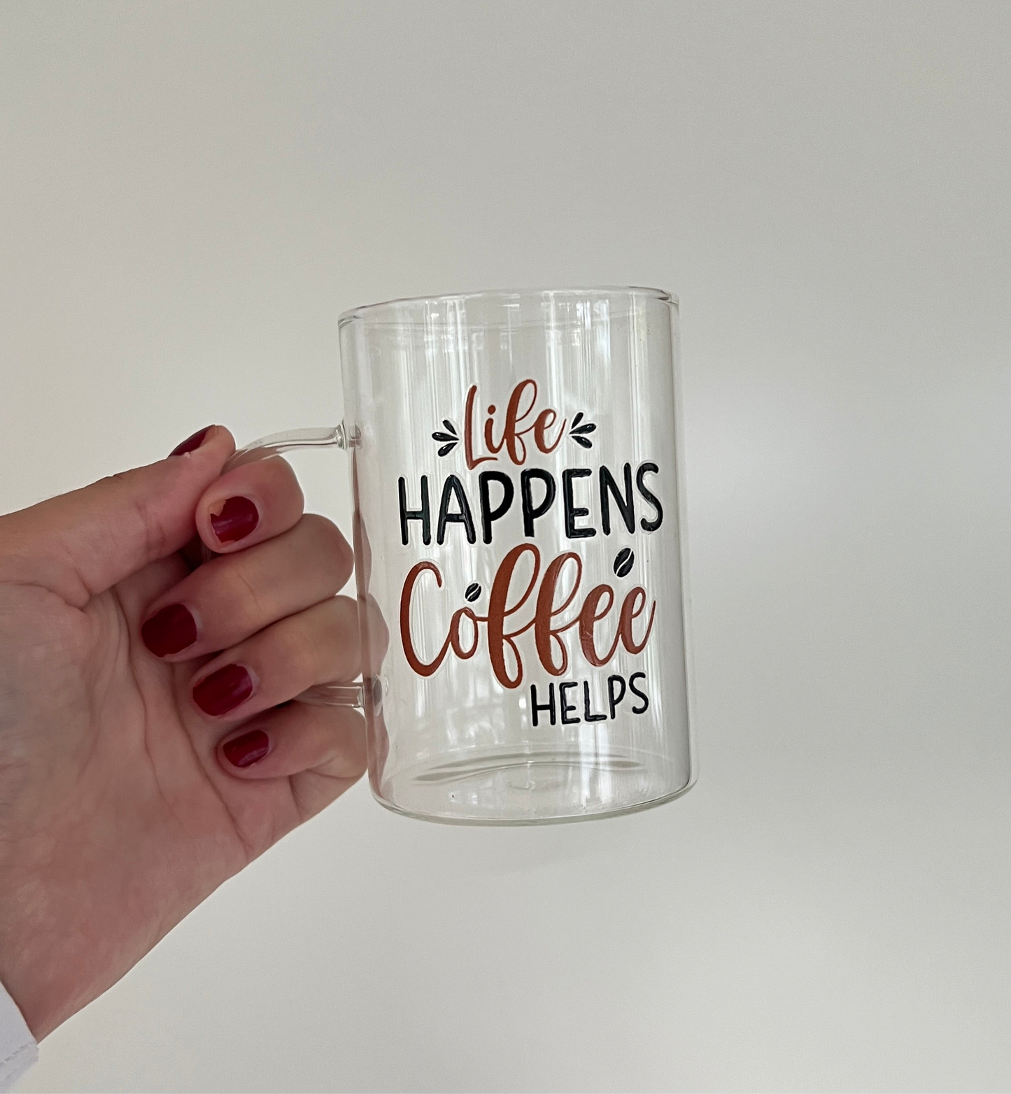 Glas med handtag - Coffee helps