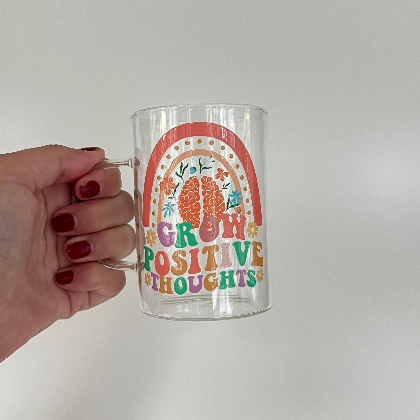 Glas med handtag - Grow positive thoughts