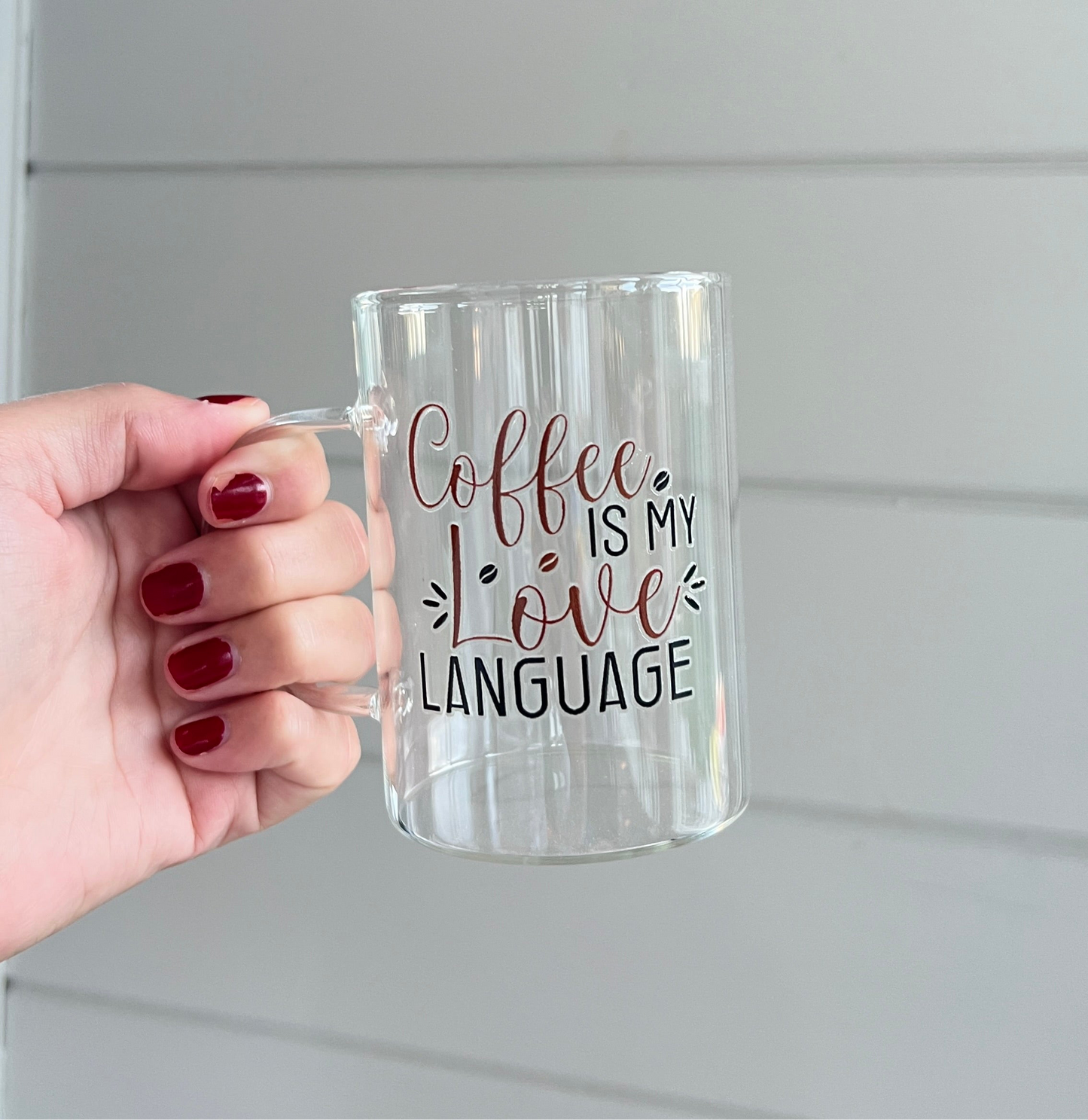 Glas med handtag - Coffee is my love language