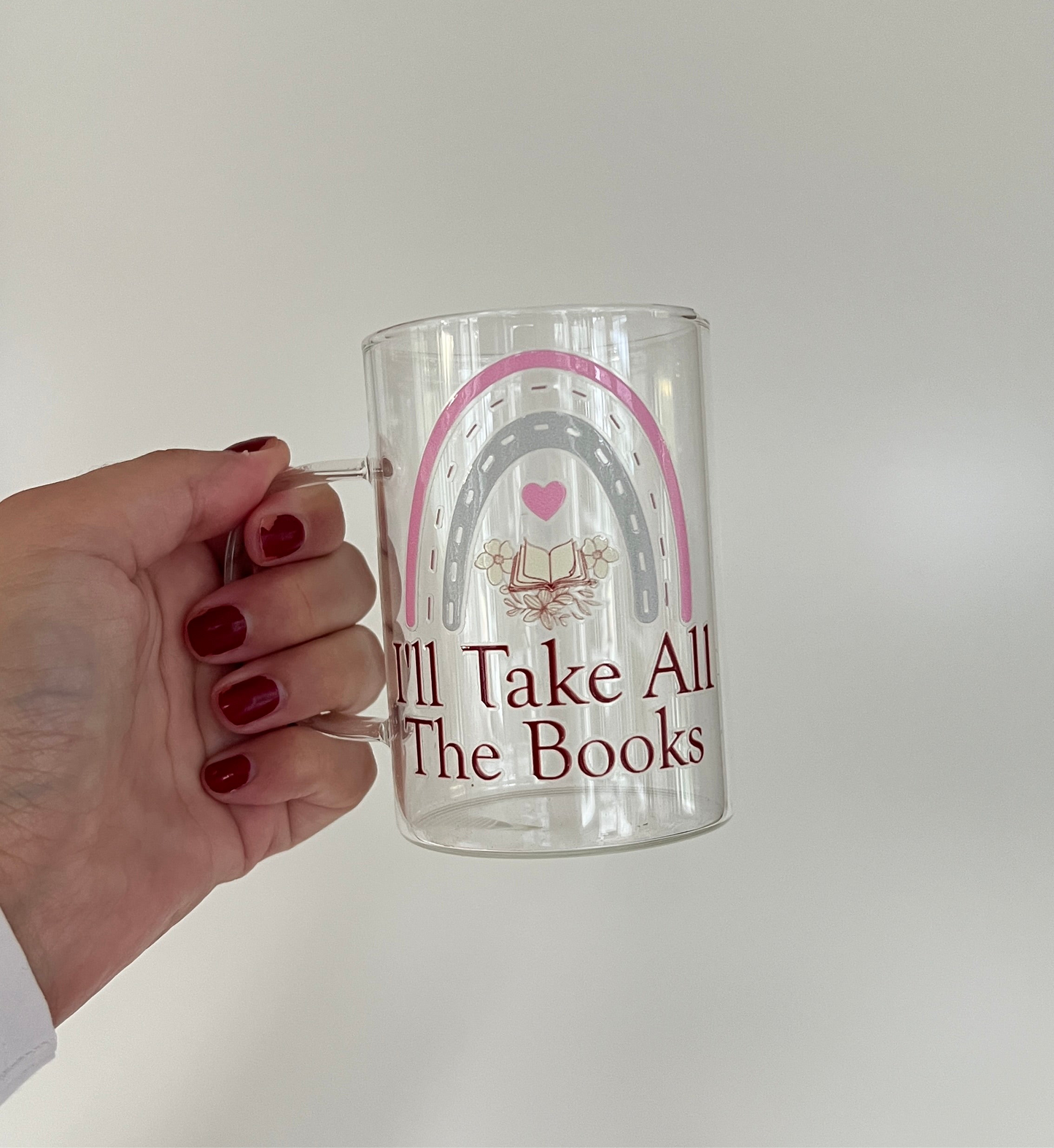Glas med handtag - I take all the books
