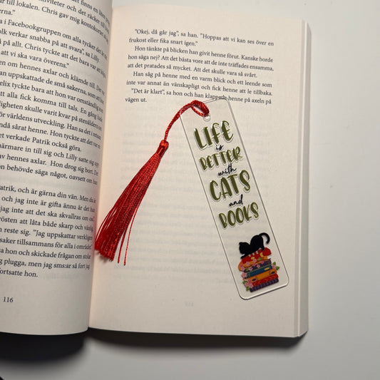 Bokmärke - Better with cats and books
