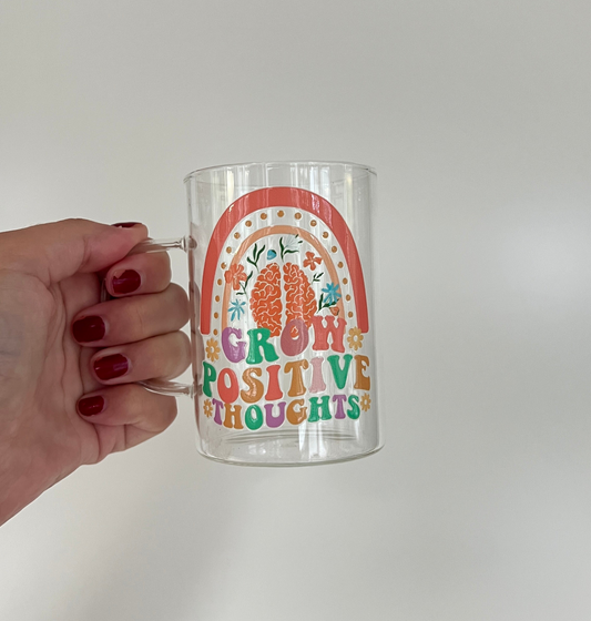 Glas med handtag - Grow positive thoughts