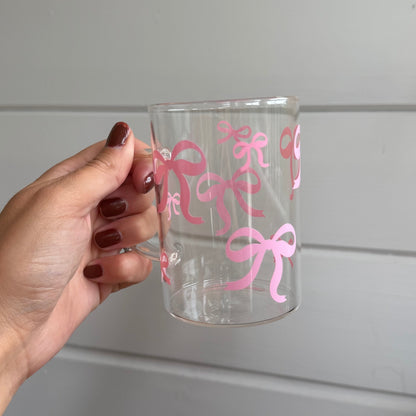 Glas med handtag - Pink bow