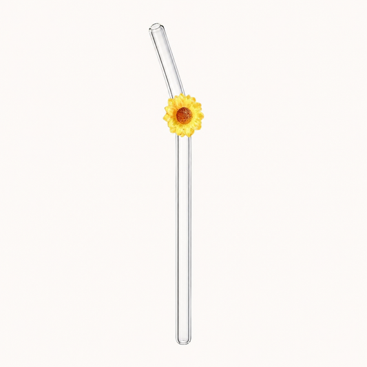 Glassugrör med blomma