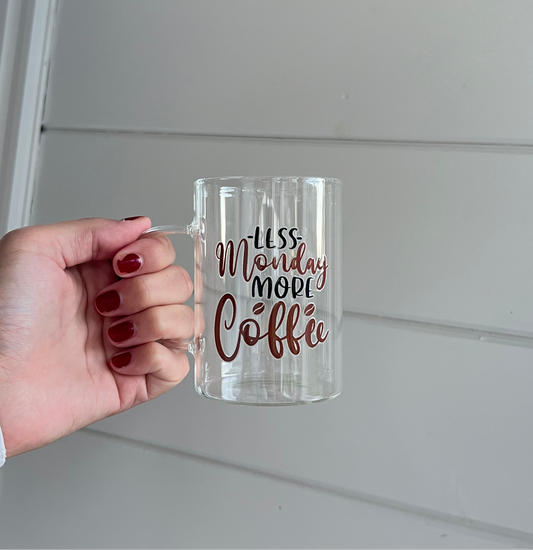 Glas med handtag - Less Monday, more coffee