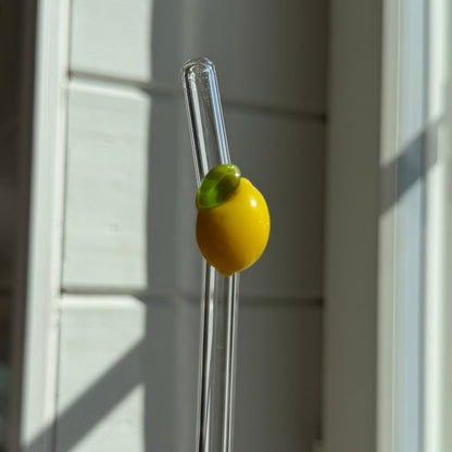 Glassugrör med citrondetalj (1 st)