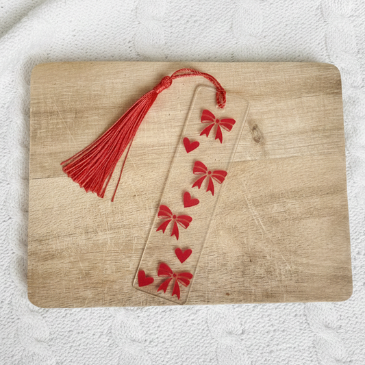 Bokmärke - Bows and hearts red